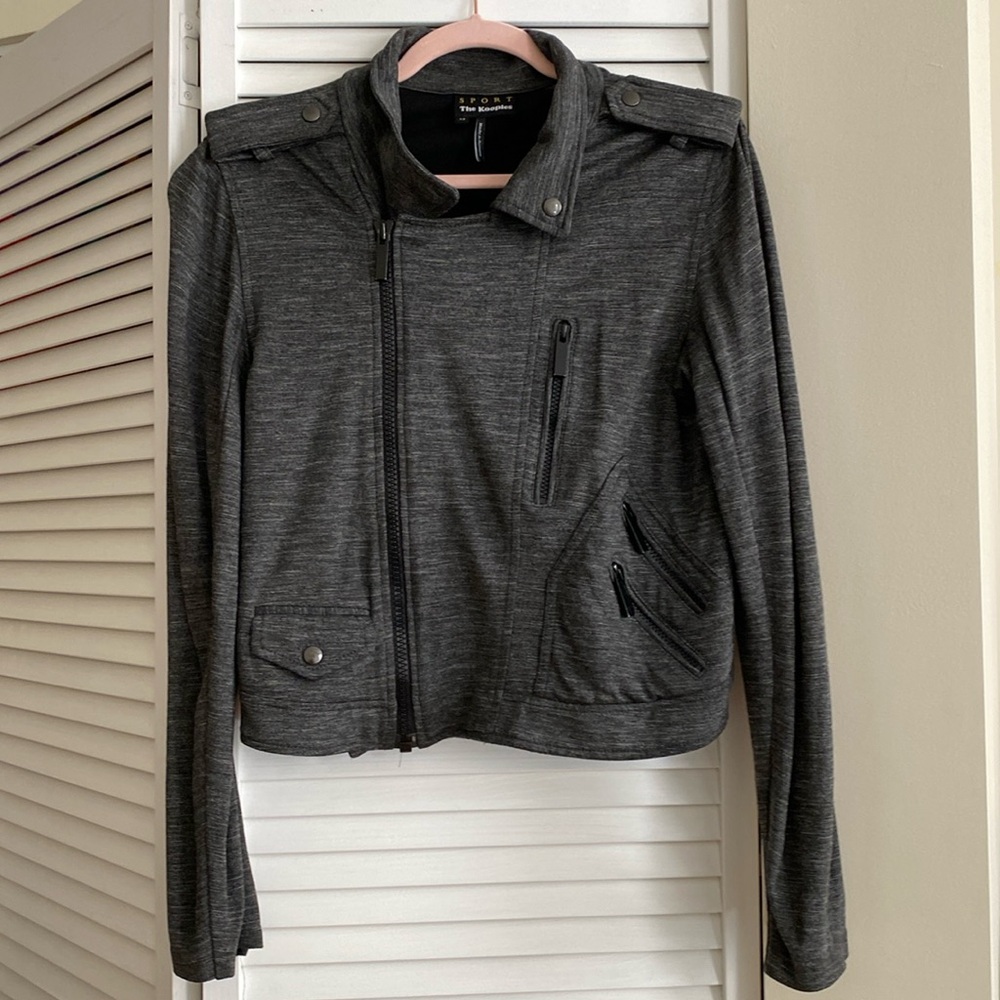 The Kooples moto style gray ponte jacket
